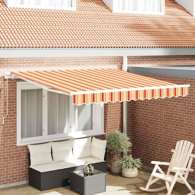 Afbeelding laden in galerijviewer, Vidaxl uitschuifbare luifel geel en oranje 350 x 250 x 165 cm
