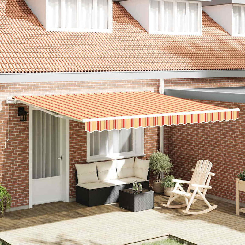 Afbeelding laden in galerijviewer, Vidaxl uitschuifbare luifel geel en oranje 400 × 300 cm
