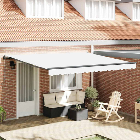 Vidaxl inklapbaar zonnescherm wit 400 × 300 cm polyester en staal