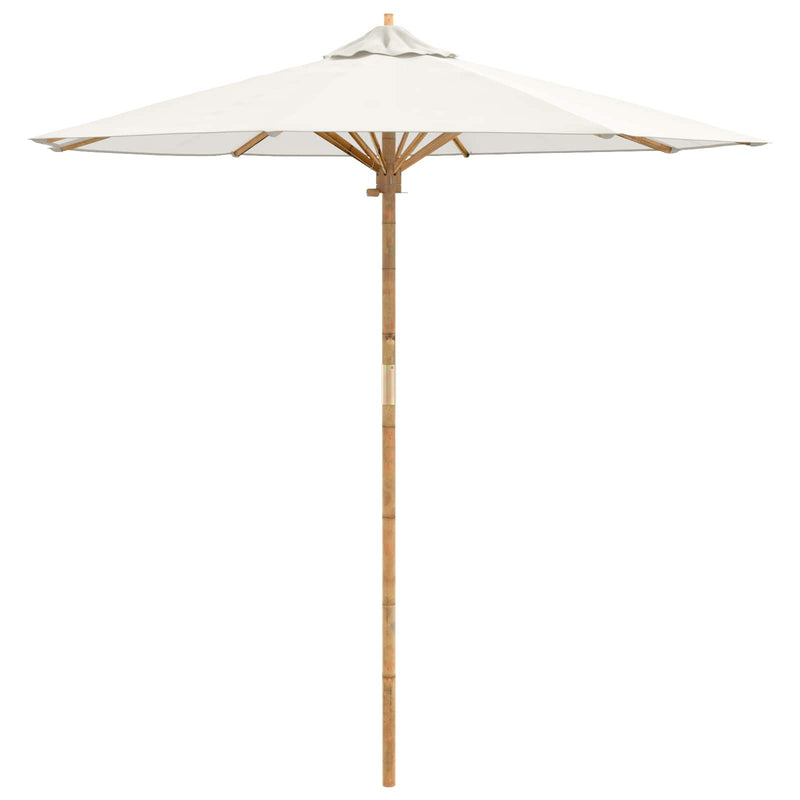 Afbeelding laden in galerijviewer, Vidaxl tuinparasol rond ø 217 x 230 cm bamboe crèmewit
