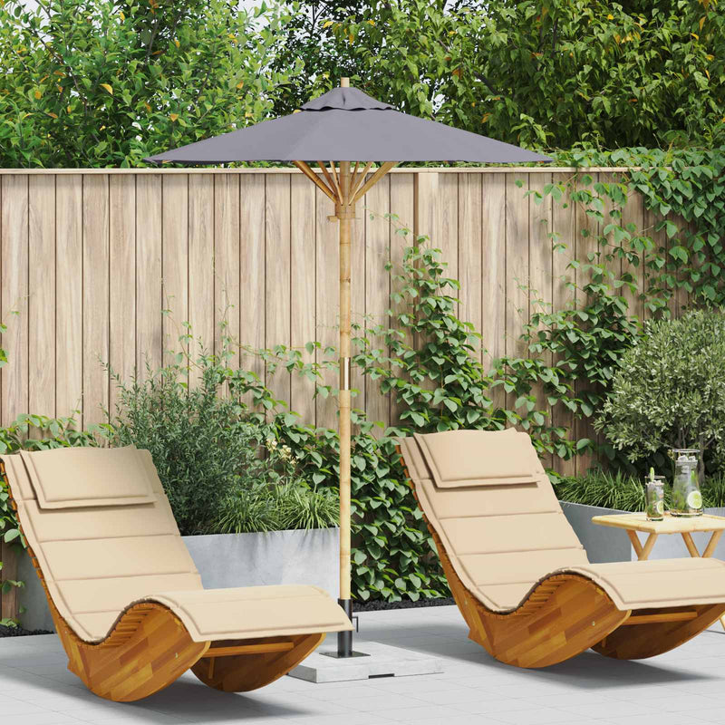 Afbeelding laden in galerijviewer, Vidaxl tuinparasol rond ø 150 x 210 cm bamboe donkergrijs
