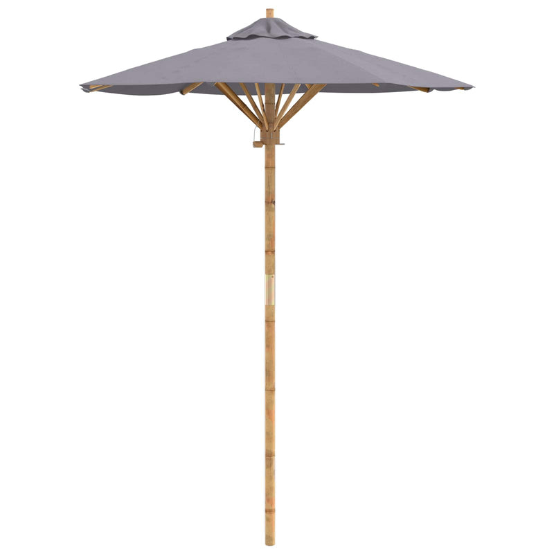 Afbeelding laden in galerijviewer, Vidaxl tuinparasol rond ø 150 x 210 cm bamboe donkergrijs
