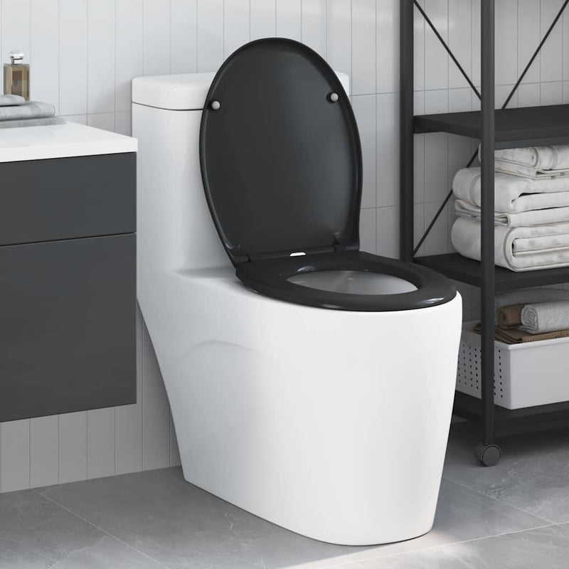 Afbeelding laden in galerijviewer, Vidaxl toiletzitting zwart 47 x 37 x 4 cm duroplast
