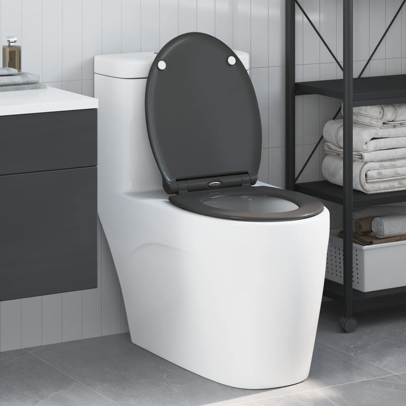 Afbeelding laden in galerijviewer, Vidaxl toiletzitting antraciet 47 x 37,5 x 3,8 cm duroplast
