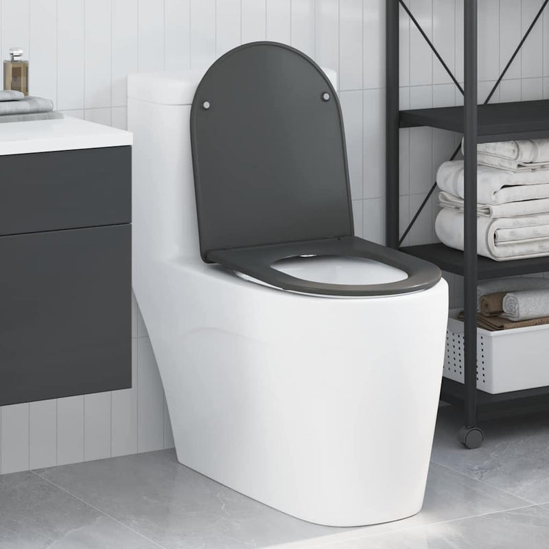 Afbeelding laden in galerijviewer, Vidaxl toiletzitting antraciet 47 x 36 x 3,4 cm duroplast
