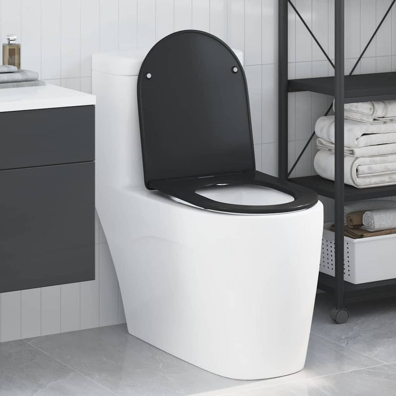 Afbeelding laden in galerijviewer, Vidaxl toiletzitting zwart 47 x 36 x 3,4 cm duroplast
