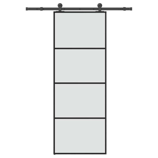 Vidaxl schuifdeur met beslag 76x205 cm esg-glas en aluminium