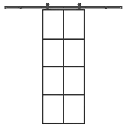 Vidaxl schuifdeur met beslag 76x205 cm esg-glas en aluminium
