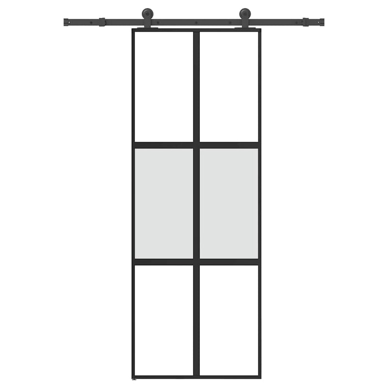 Afbeelding laden in galerijviewer, Vidaxl schuifdeur met beslag 76x205 cm gehard glas en aluminium
