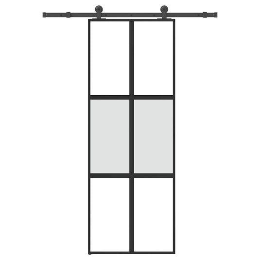 Vidaxl schuifdeur met beslag 76x205 cm gehard glas en aluminium