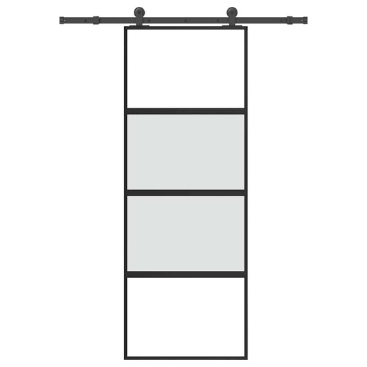 Vidaxl schuifdeur met beslag 76x205 cm gehard glas en aluminium