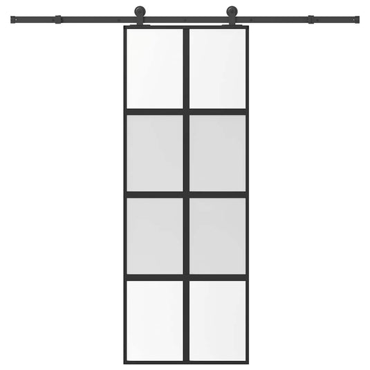 Vidaxl schuifdeur met beslag 76x205 cm gehard glas en aluminium