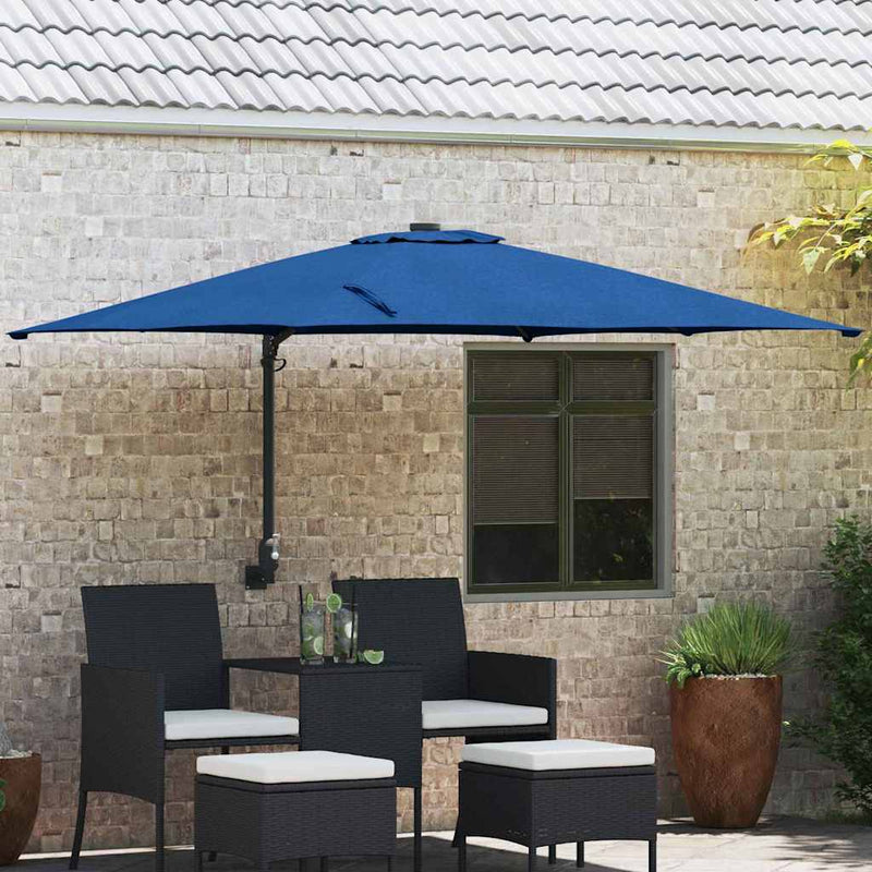 Afbeelding laden in galerijviewer, Vidaxl tuinparasol azurblauw 248,5 x 247,5 x 160 cm polyester en staal
