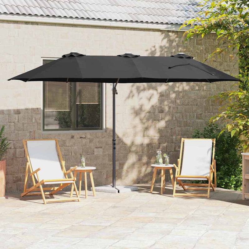 Afbeelding laden in galerijviewer, Vidaxl parasol zwart 372 x 198 x 243 cm polyester en aluminium
