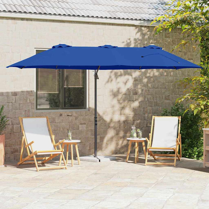 Afbeelding laden in galerijviewer, Vidaxl parasol 372 x 198 x 243 cm polyester en aluminium azuurblauw
