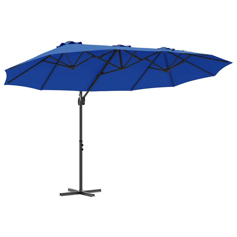 Afbeelding laden in galerijviewer, Vidaxl parasol 372 x 198 x 243 cm polyester en aluminium azuurblauw

