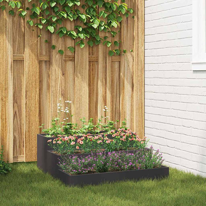 Afbeelding laden in galerijviewer, Vidaxl tuin bloempot zwart 90 x 90 x 35 cm koudgewalst staal
