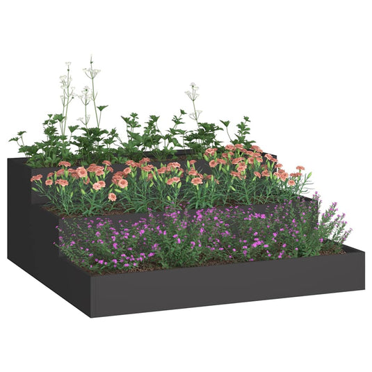 Vidaxl tuin bloempot zwart 90 x 90 x 35 cm koudgewalst staal