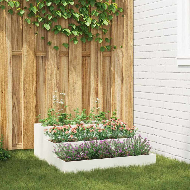 Afbeelding laden in galerijviewer, Vidaxl tuin bloempot wit 90 x 90 x 35 cm koudgewalst staal
