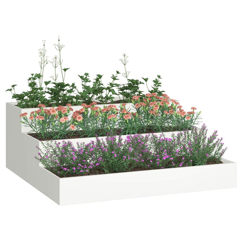 Afbeelding laden in galerijviewer, Vidaxl tuin bloempot wit 90 x 90 x 35 cm koudgewalst staal
