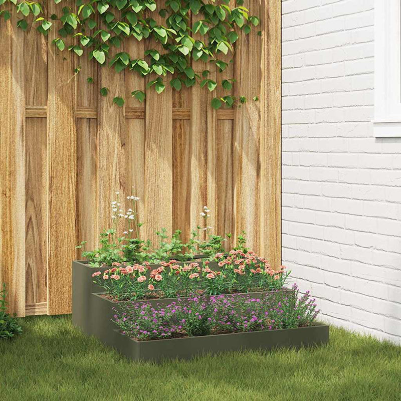Afbeelding laden in galerijviewer, Vidaxl tuin bloempot olijf groen 90 x 90 x 35 cm koudgewalst staal
