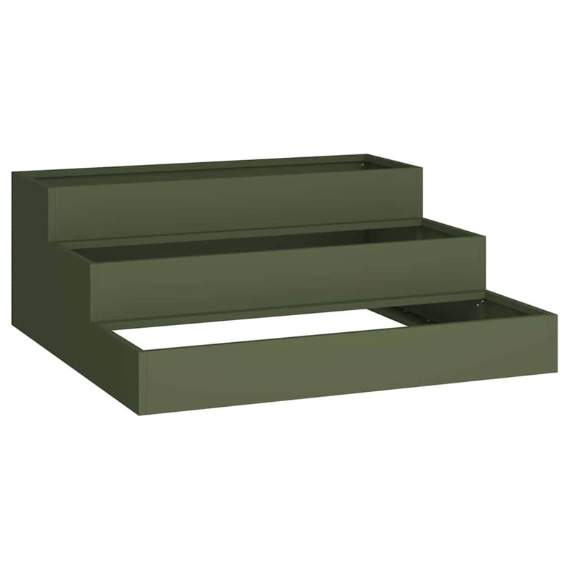 Afbeelding laden in galerijviewer, Vidaxl tuin bloempot olijf groen 90 x 90 x 35 cm koudgewalst staal
