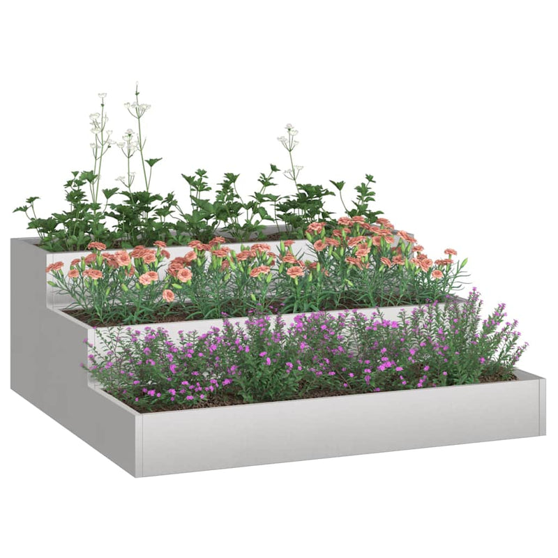 Afbeelding laden in galerijviewer, Vidaxl tuin bloempot zilver 90 x 90 x 35 cm roestvrij staal
