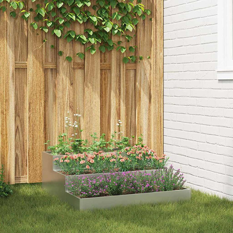 Afbeelding laden in galerijviewer, Vidaxl tuin bloempot zilver 90 x 90 x 35 cm gegalvaniseerd staal
