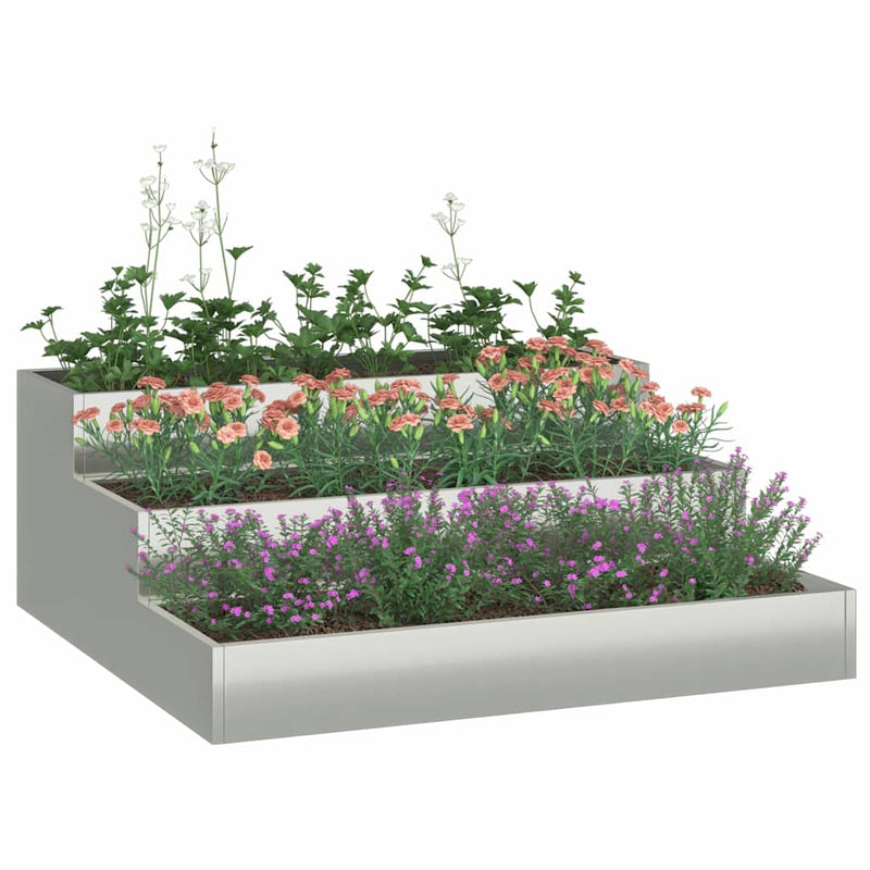 Afbeelding laden in galerijviewer, Vidaxl tuin bloempot zilver 90 x 90 x 35 cm gegalvaniseerd staal
