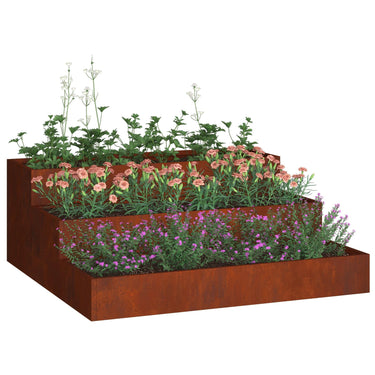 Vidaxl tuin bloempot roestig 90 x 90 x 35 cm cortenstaal