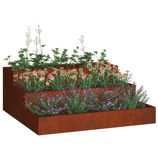 Vidaxl tuin bloempot roestig 90 x 90 x 35 cm cortenstaal