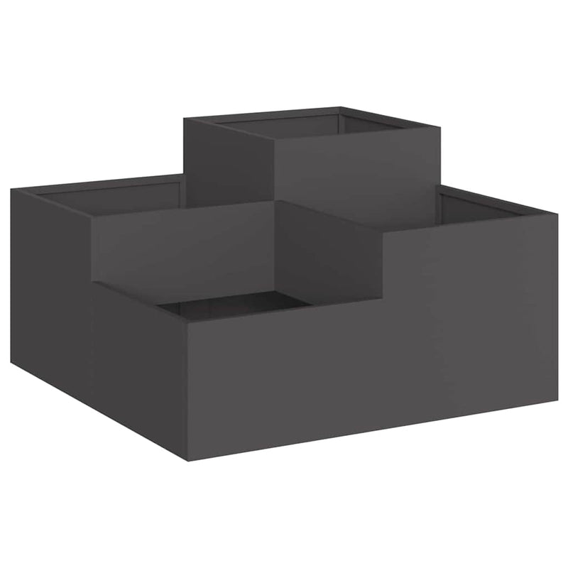 Afbeelding laden in galerijviewer, Vidaxl tuin bloempot zwart 80 x 80 x 48 cm staal
