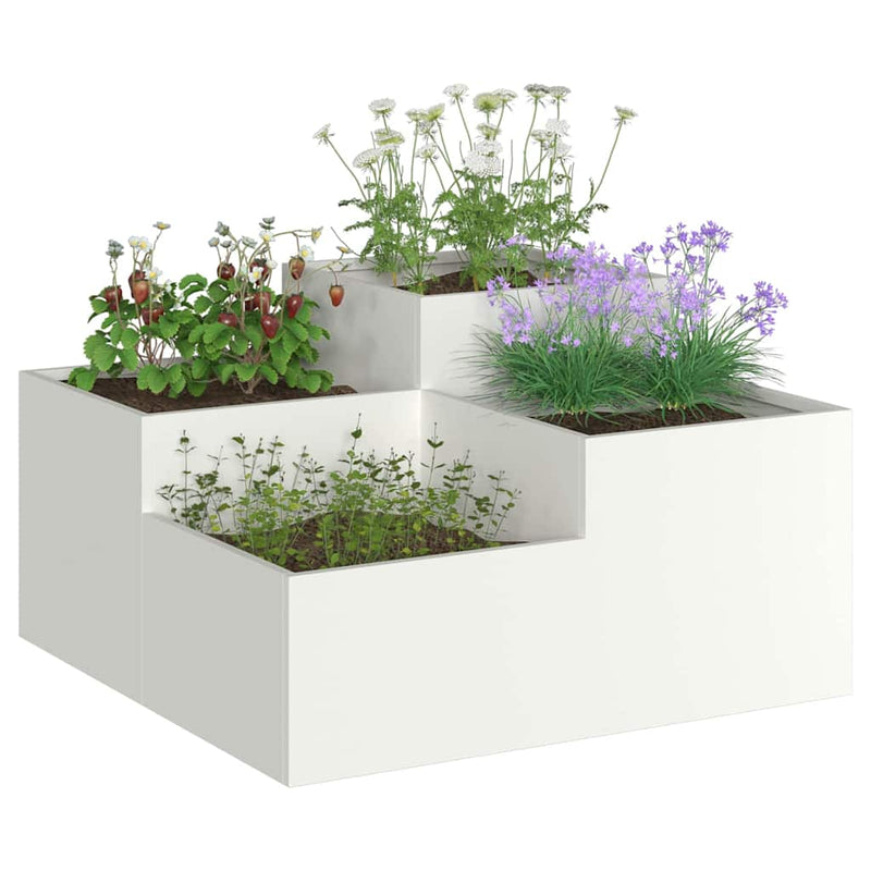 Afbeelding laden in galerijviewer, Vidaxl tuin bloempot wit 80 x 80 x 48 cm staal
