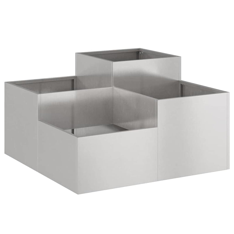 Afbeelding laden in galerijviewer, Vidaxl tuin bloempot zilver 80 x 80 x 48 cm roestvrij staal
