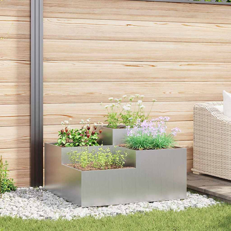 Afbeelding laden in galerijviewer, Vidaxl tuin bloempot zilver 80 x 80 x 48 cm gegalvaniseerd staal
