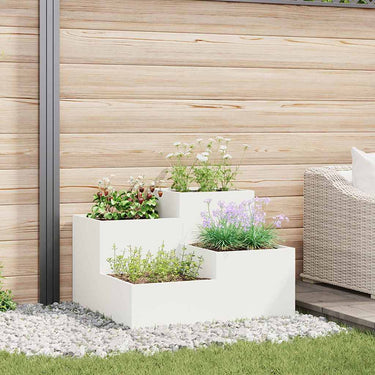 Vidaxl tuin bloempot wit 80 x 80 x 60 cm staal
