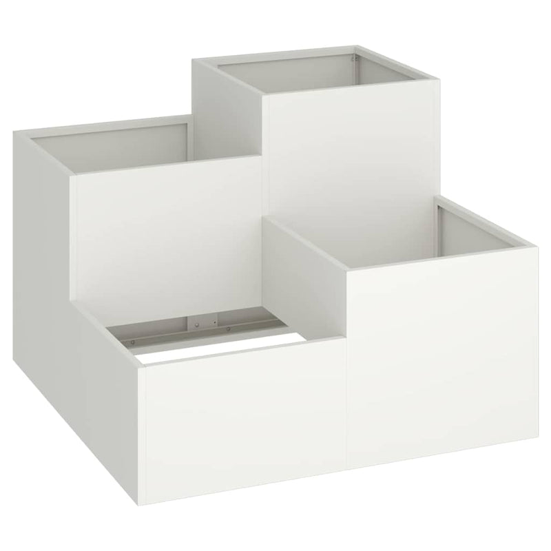 Afbeelding laden in galerijviewer, Vidaxl tuin bloempot wit 80 x 80 x 60 cm staal
