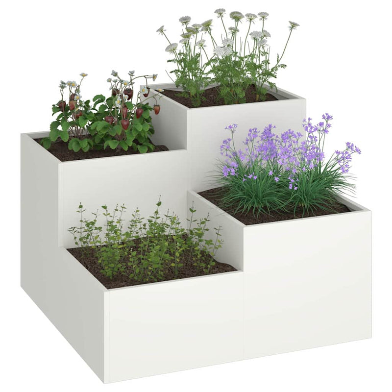 Afbeelding laden in galerijviewer, Vidaxl tuin bloempot wit 80 x 80 x 60 cm staal
