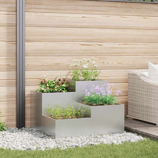 Vidaxl tuin bloempot zilver 80 x 80 x 60 cm gegalvaniseerd staal