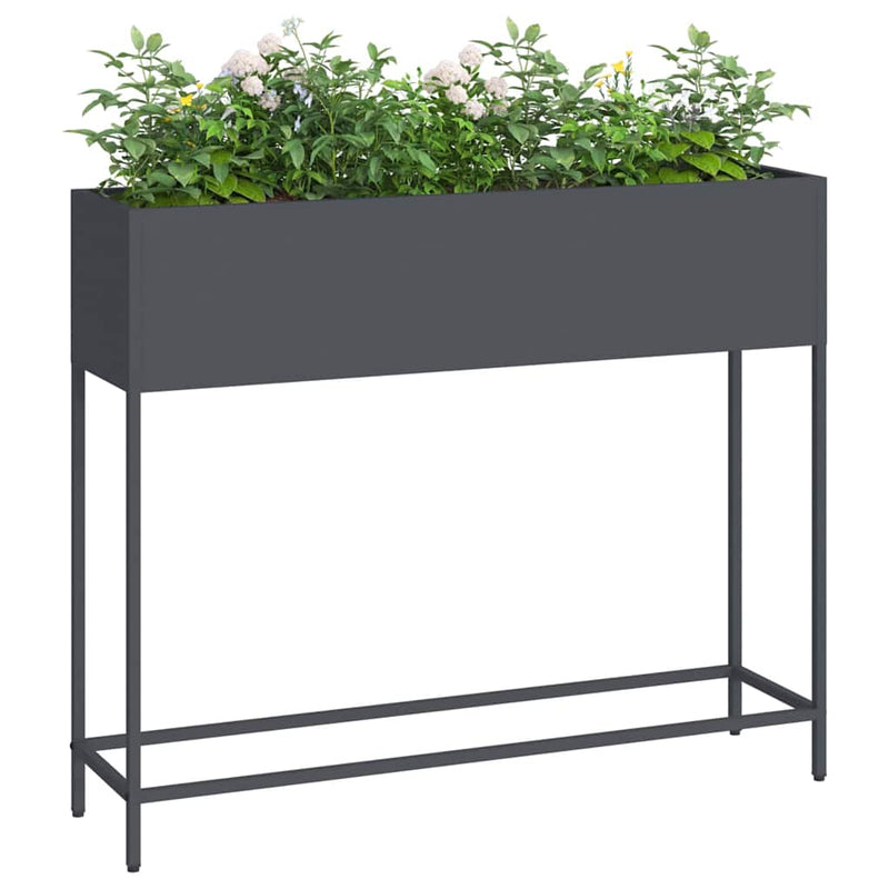 Afbeelding laden in galerijviewer, Vidaxl verhoogde tuin plantbak antraciet 100 x 26 x 82 cm staal
