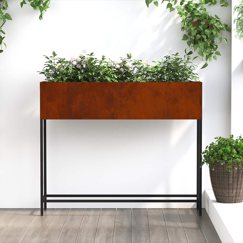 Afbeelding laden in galerijviewer, Vidaxl verhoogde tuin plantbak roestig 100 x 26 x 82 cm cortenstaal
