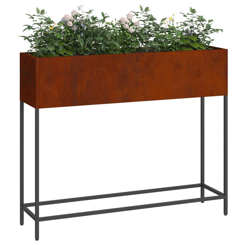 Afbeelding laden in galerijviewer, Vidaxl verhoogde tuin plantbak roestig 100 x 26 x 82 cm cortenstaal
