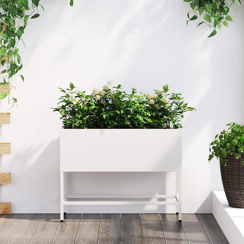 Afbeelding laden in galerijviewer, Vidaxl verhoogde tuin plantbak wit 60 x 26 x 45 cm staal
