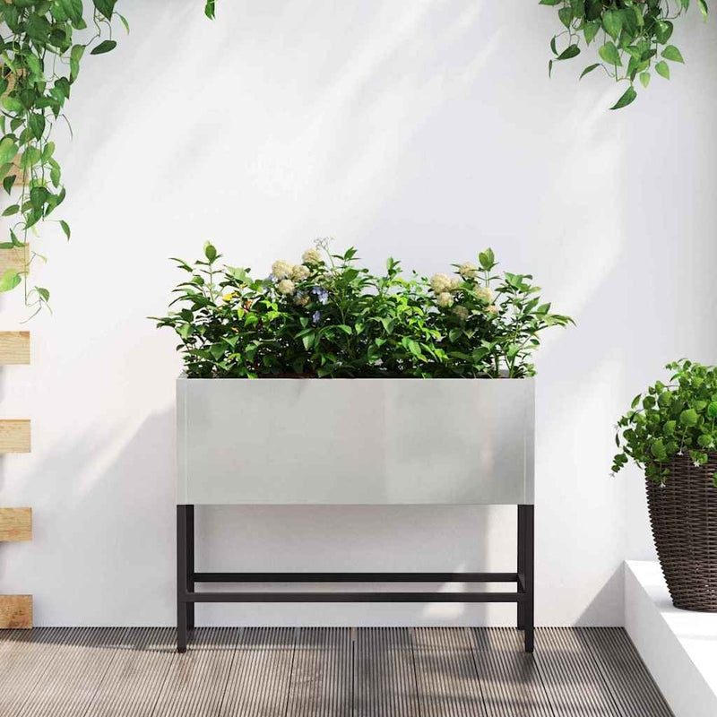 Afbeelding laden in galerijviewer, Vidaxl verhoogde tuin plantbak zilver 60 x 26 x 45 cm roestvrij staal
