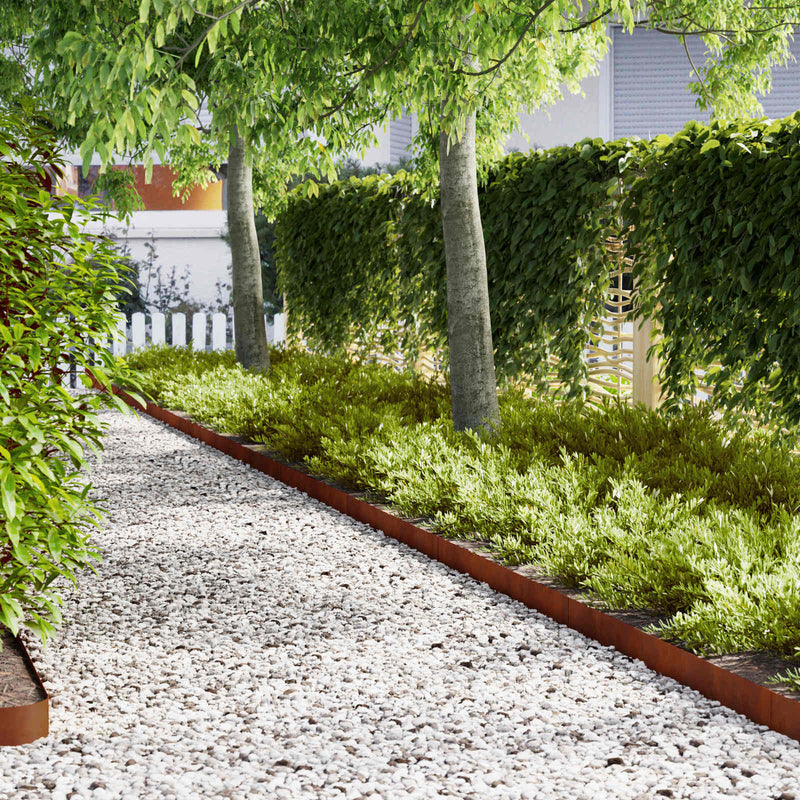 Afbeelding laden in galerijviewer, Vidaxl tuinrand 10 pcs bruin 100 x 0.05 x 20 cm cortenstaal
