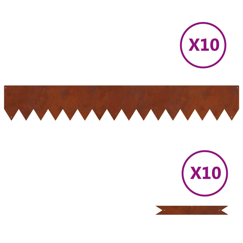 Afbeelding laden in galerijviewer, Vidaxl tuinrand 10 pcs bruin 100 x 0.05 x 20 cm cortenstaal
