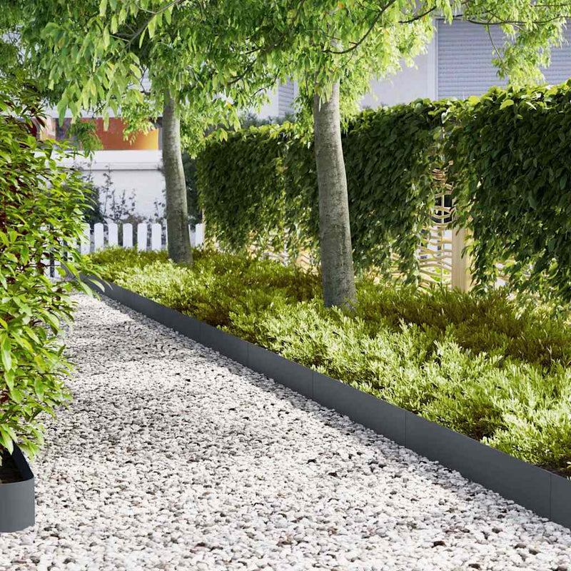 Afbeelding laden in galerijviewer, Vidaxl tuinrand 20 pcs antraciet 100 x 0.05 x 20 cm koudgewalst staal
