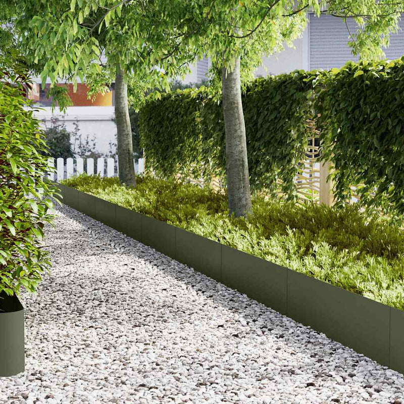 Afbeelding laden in galerijviewer, Vidaxl tuinrand 10 st 100 x 0,05 x 30 cm koudgewalst staal olijf groen
