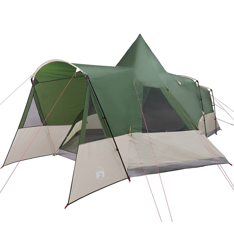 Afbeelding laden in galerijviewer, Vidaxl teepee tent met dak met opslag groen 720 x 465 x 295 cm
