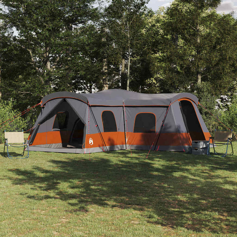 Afbeelding laden in galerijviewer, Vidaxl tent met dak met opslag grijs en oranje 680 x 510 x 210 cm
